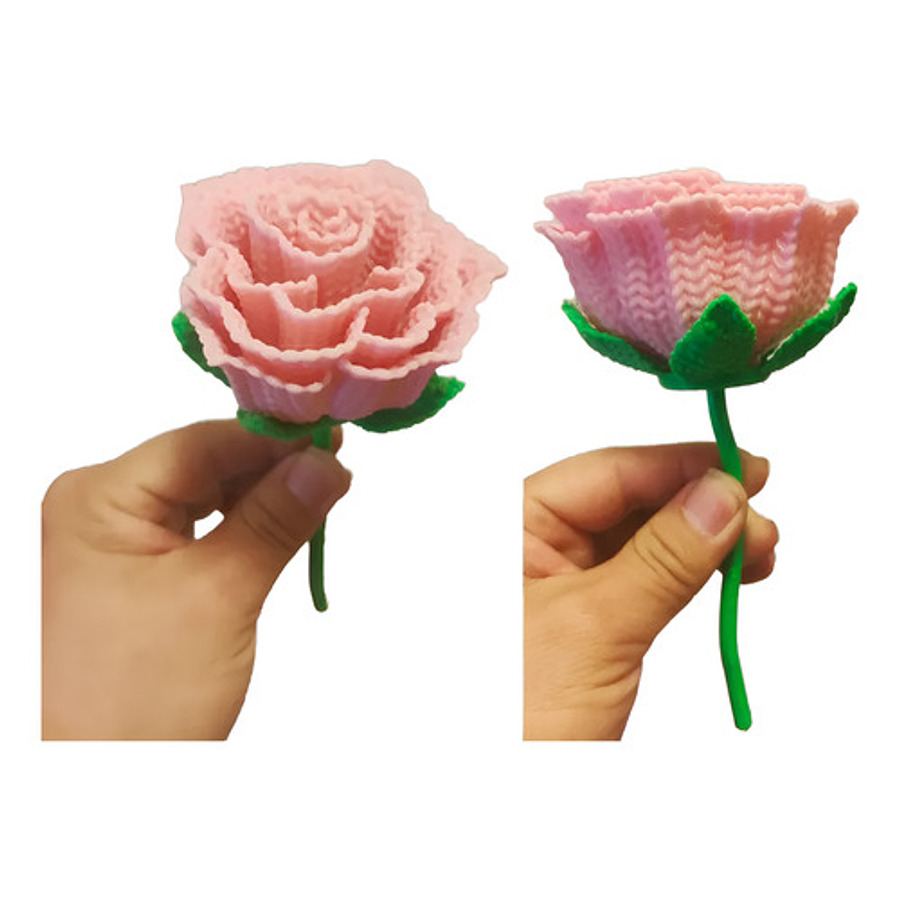 Figura Rosa Impresa En 3d - Diseño Estilo Tejido