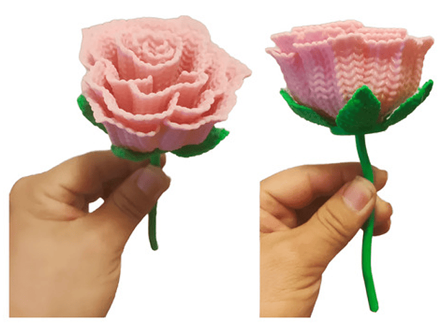 Figura Rosa Impresa En 3d - Diseño Estilo Tejido 1