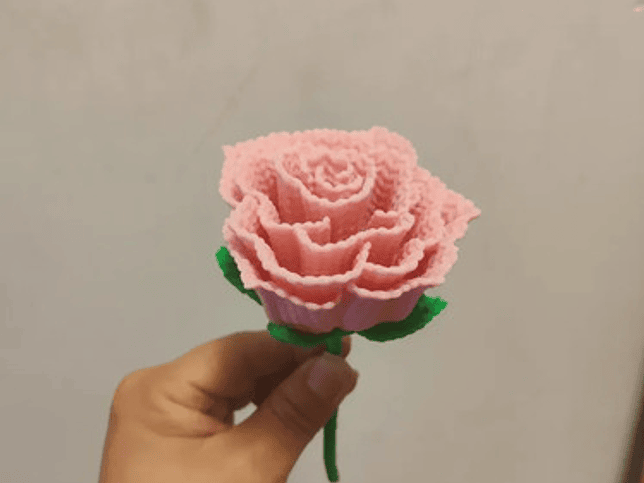Figura Rosa Impresa En 3d - Diseño Estilo Tejido 2