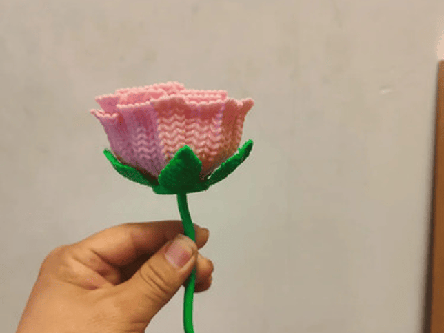 Figura Rosa Impresa En 3d - Diseño Estilo Tejido 3