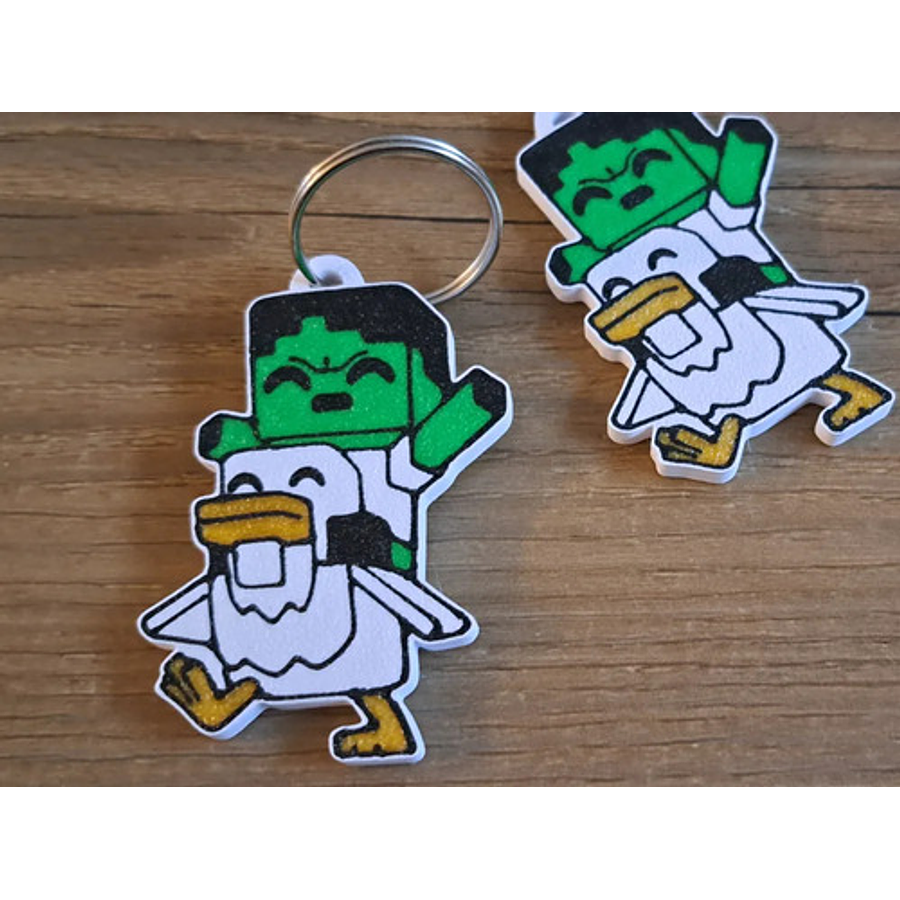 Llavero Minecraft Chicken Jockey