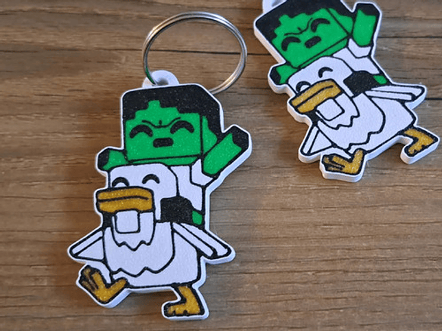 Llavero Minecraft Chicken Jockey 2