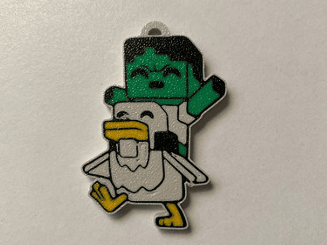 Llavero Minecraft Chicken Jockey 3