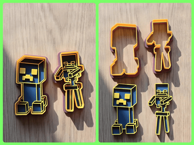 Cortadores De Galletas Esqueleto Y Creeper Minecraft (2 Und) 3