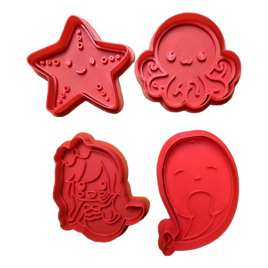 Cortador De Galletas - Tematica Marina (pack 4 Unidades)