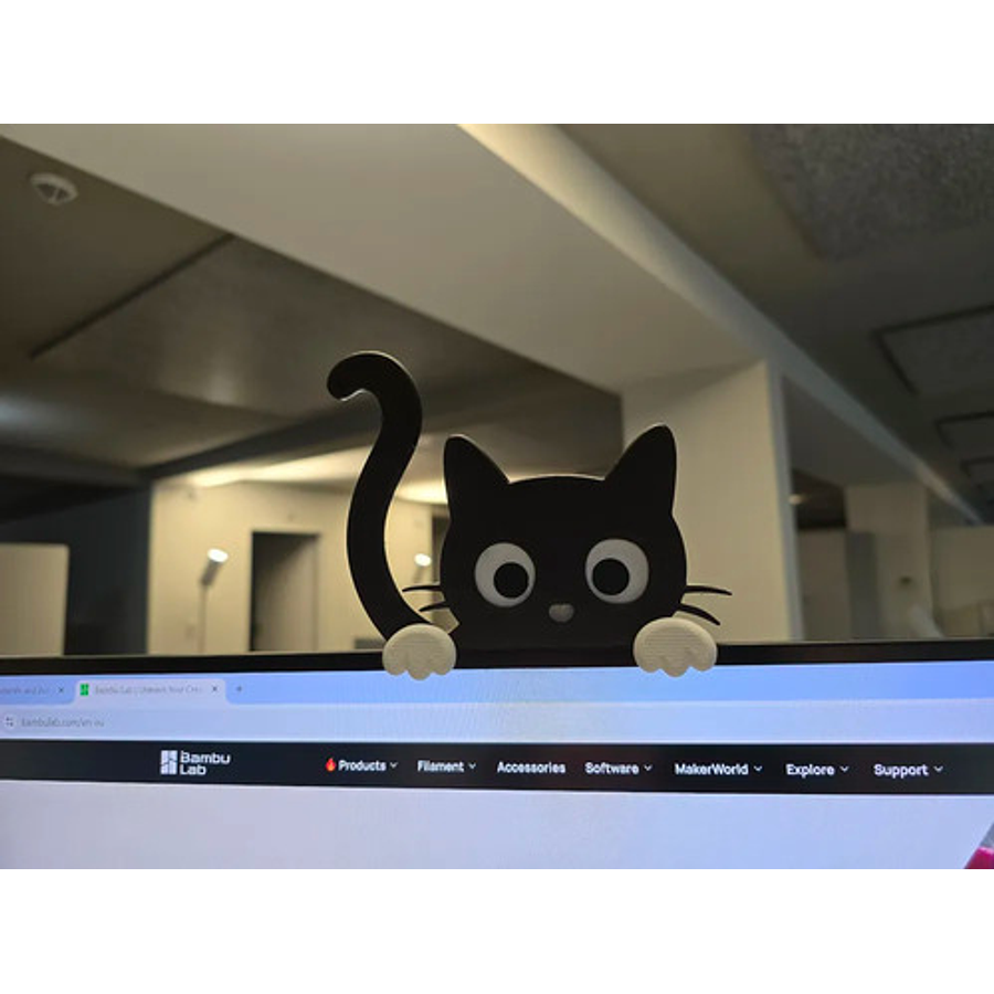 Decoración Monitor - Gato Curioso