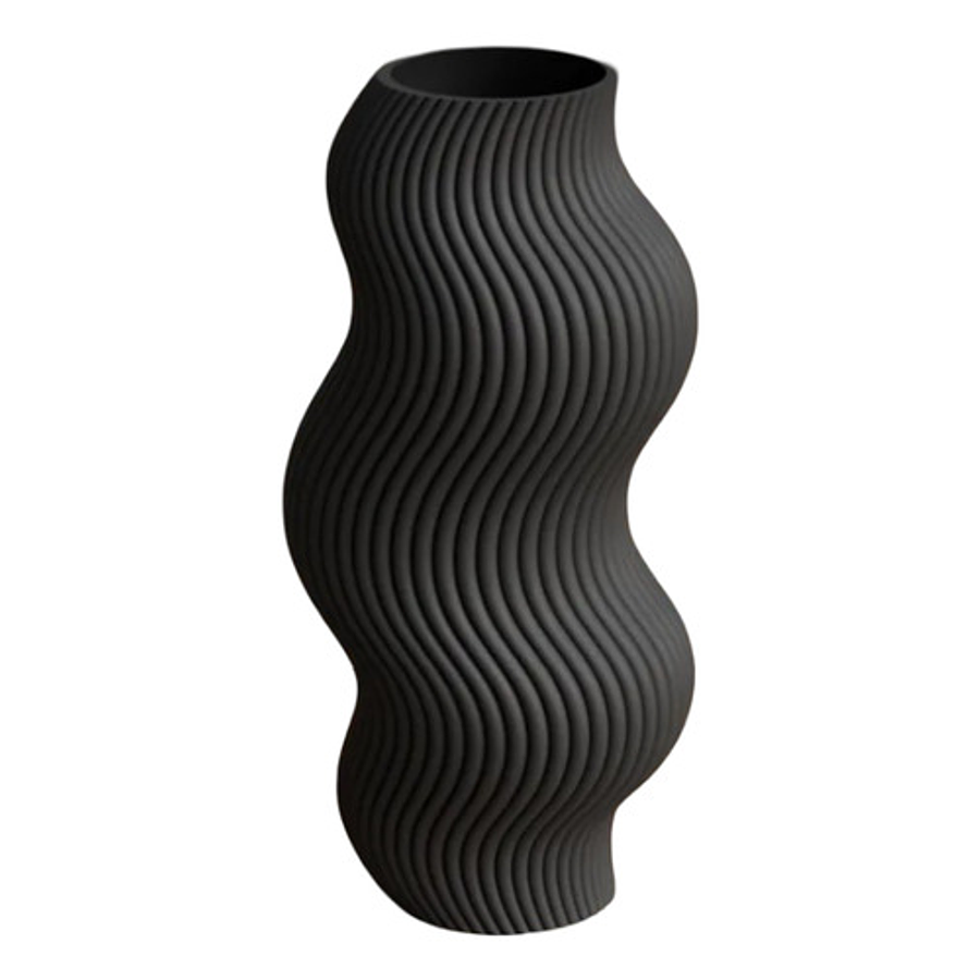Jarrón Moderno Ondulado Negro