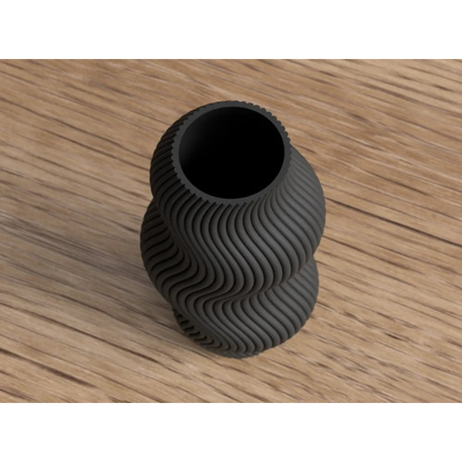 Jarrón Moderno Ondulado Negro