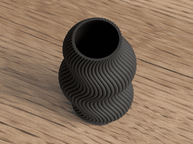 Jarrón Moderno Ondulado Negro 2