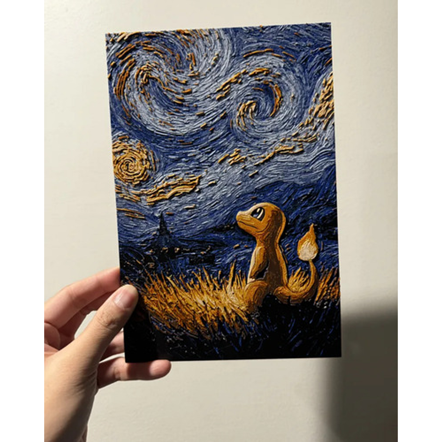 Cuadro Charmander - Noche Estrellada
