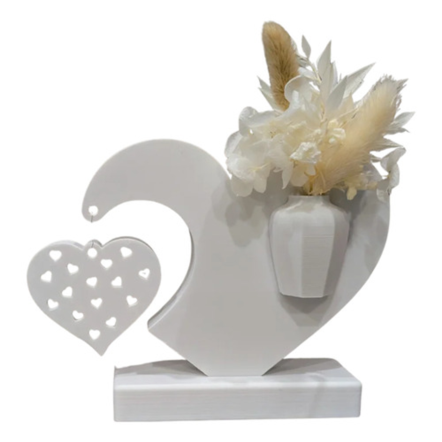 Decoración  Onda Corazón  - Jarrón Y Dije