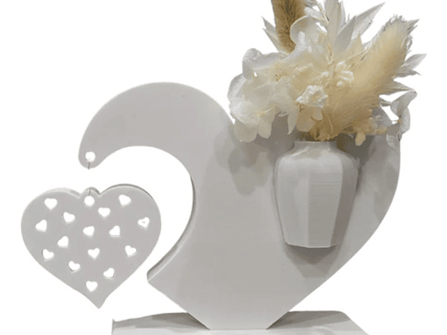 Decoración  Onda Corazón  - Jarrón Y Dije 1