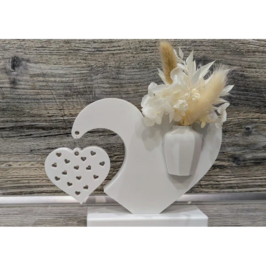 Decoración  Onda Corazón  - Jarrón Y Dije