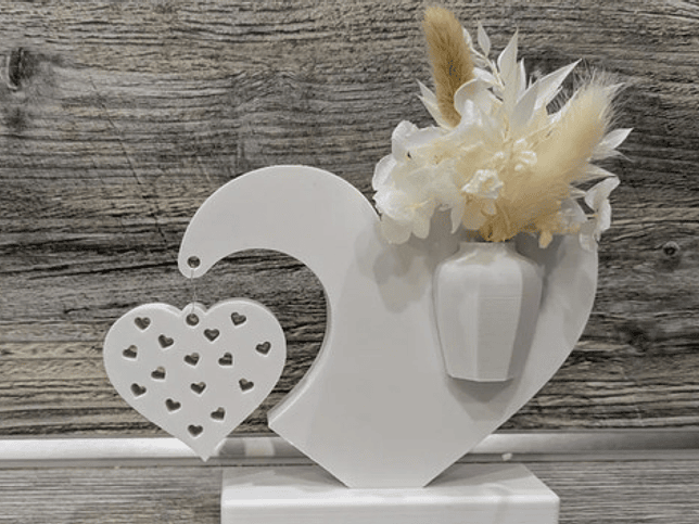 Decoración  Onda Corazón  - Jarrón Y Dije 2