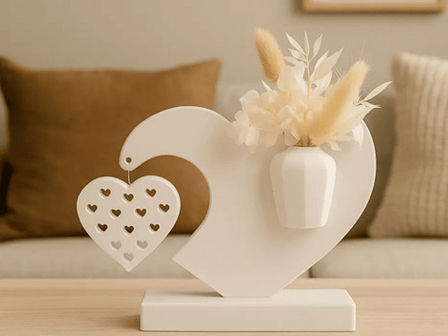 Decoración  Onda Corazón  - Jarrón Y Dije 3