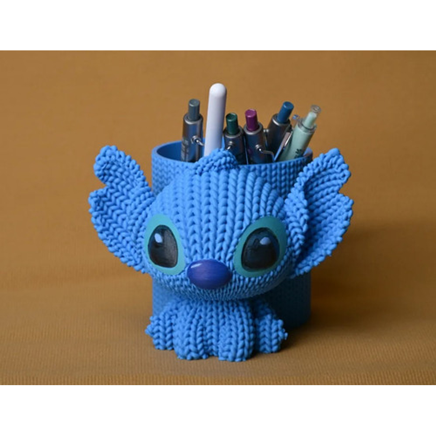 Portalápices - Diseño Stitch Estilo Tejido