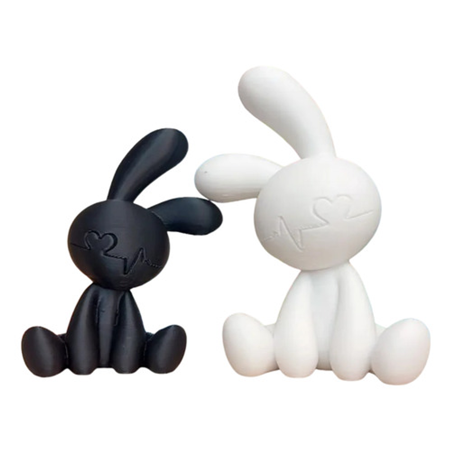 Decoración - Conejitos Blanco Y Negro