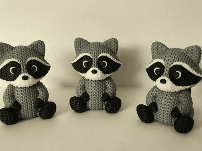 Mini Figura - Mapache Estilo Tejido 3