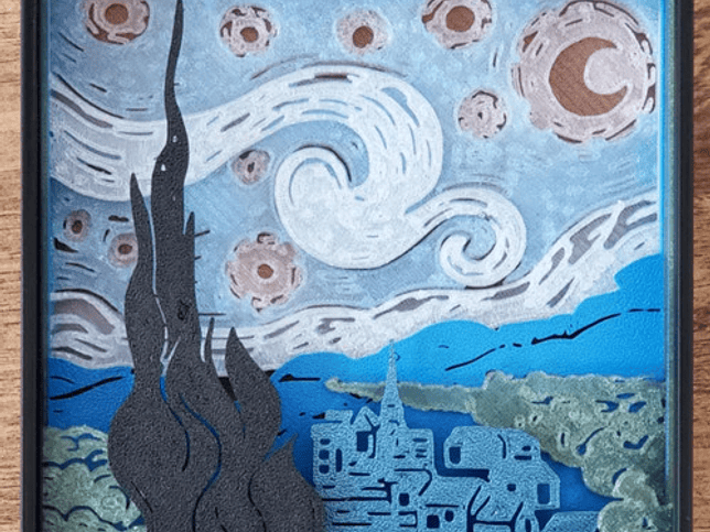 Cuadro 3d - Noche Estrellada 2