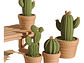 Pack 2 Cactus Adorno - Efecto Tejido Verde - Miniatura 1