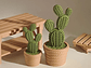 Pack 2 Cactus Adorno - Efecto Tejido Verde - Miniatura 4