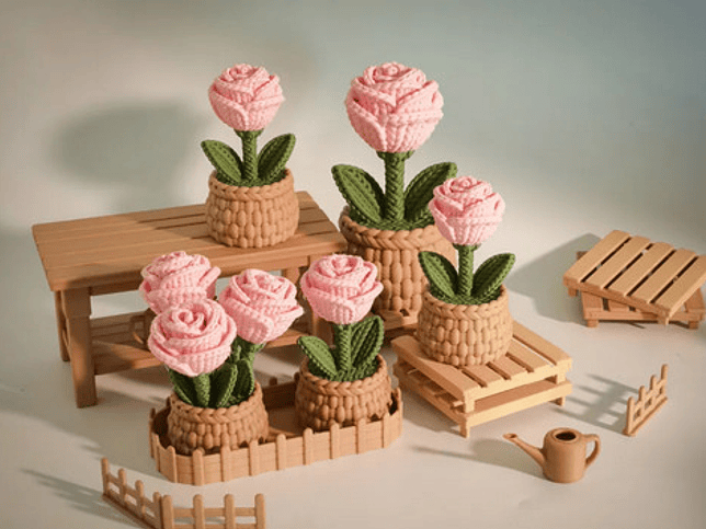 Pack Adorno Rosa - Estilo Tejido Rosa 4