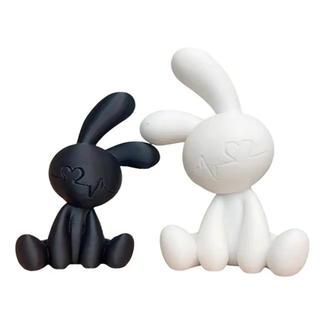 Decoración - Conejitos Blanco Y Negro