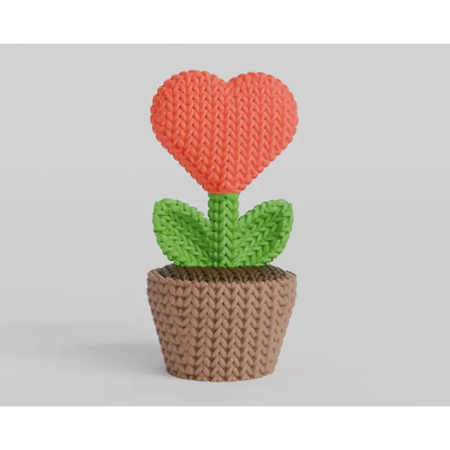 Mini Figura - Planta Corazón Estilo Tejido