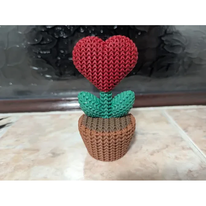 Mini Figura - Planta Corazón Estilo Tejido 4