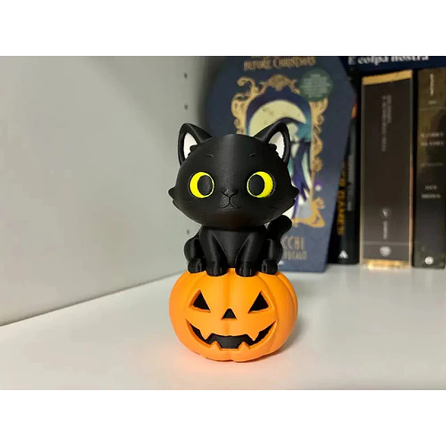 Decoración Halloween - Gato Con Calabaza
