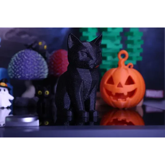 Gato Negro Estilo Poligonal - Decoración Fiesta Halloween 3