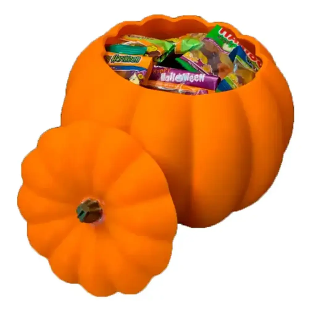 Decoración Cuenco Para Dulces Halloween - Calabaza Con Tapa 1