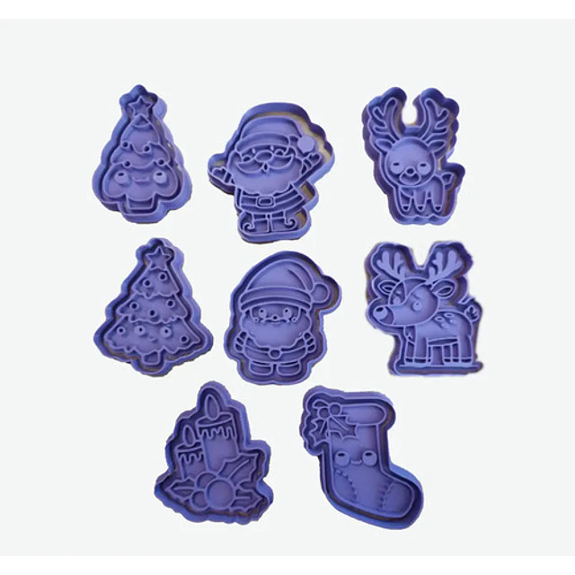 Cortadores De Galletas Navideño Kawaii (pack 8)