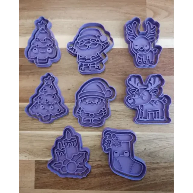 Cortadores De Galletas Navideño Kawaii (pack 8)