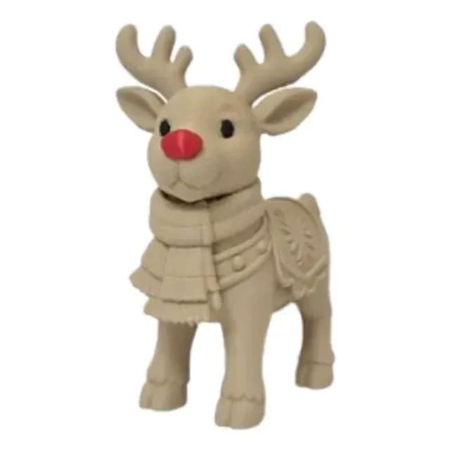 Adorno Navideño- Reno Con Nariz Roja