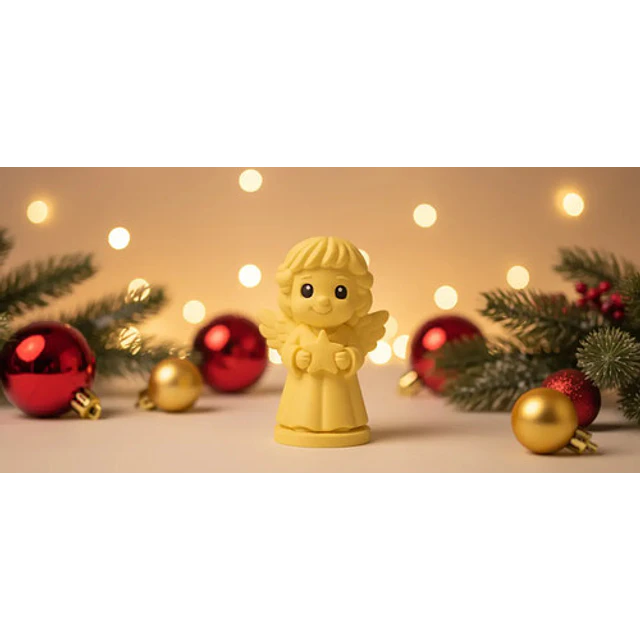 Ángel Sonriente Con Estrella Figura Navideña