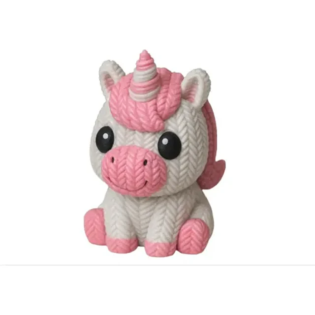 Figura Decoración- Unicornio De Punto Blanco Con Rosa