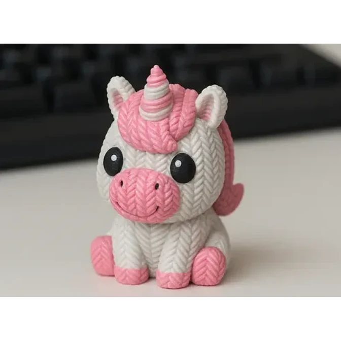 Figura Decoración- Unicornio De Punto Blanco Con Rosa 2