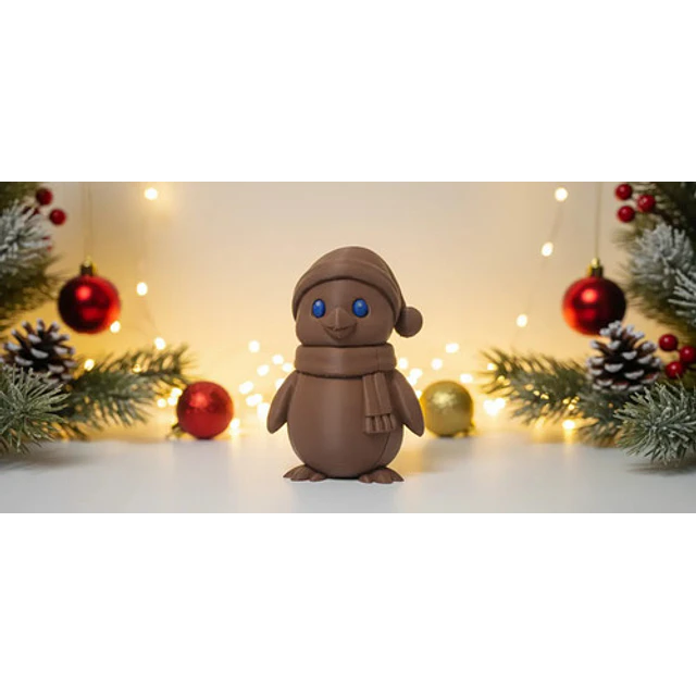 Pingüino Con Sombrero Y Bufanda Figurita De Navidad