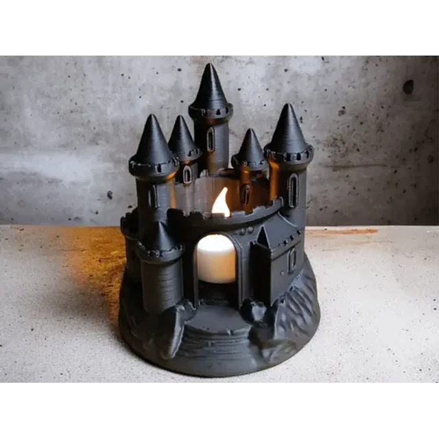 Portavelas Led- Castillo Negro