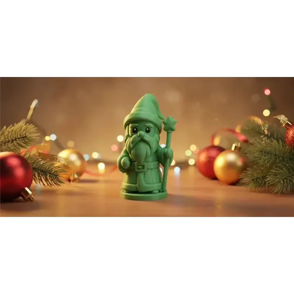 Gnomo Mago Con Bastón Estelar Para Navidad - Adorno 1