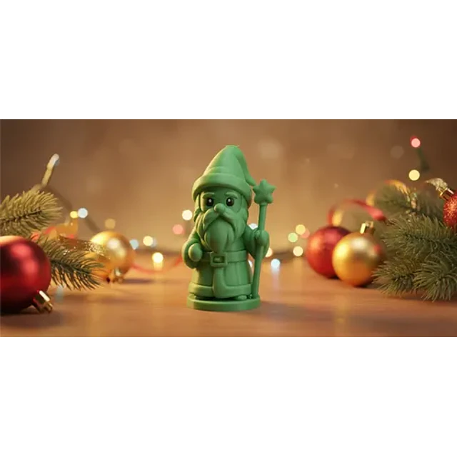 Gnomo Mago Con Bastón Estelar Para Navidad - Adorno