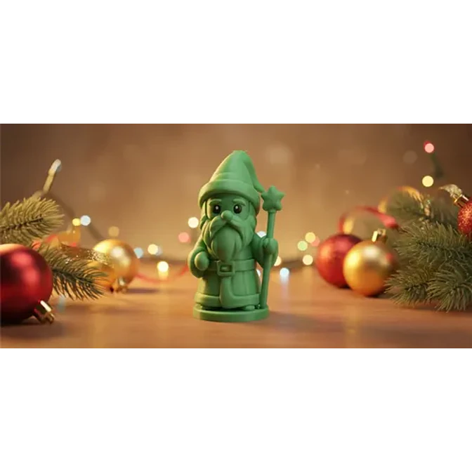 Gnomo Mago Con Bastón Estelar Para Navidad - Adorno 1