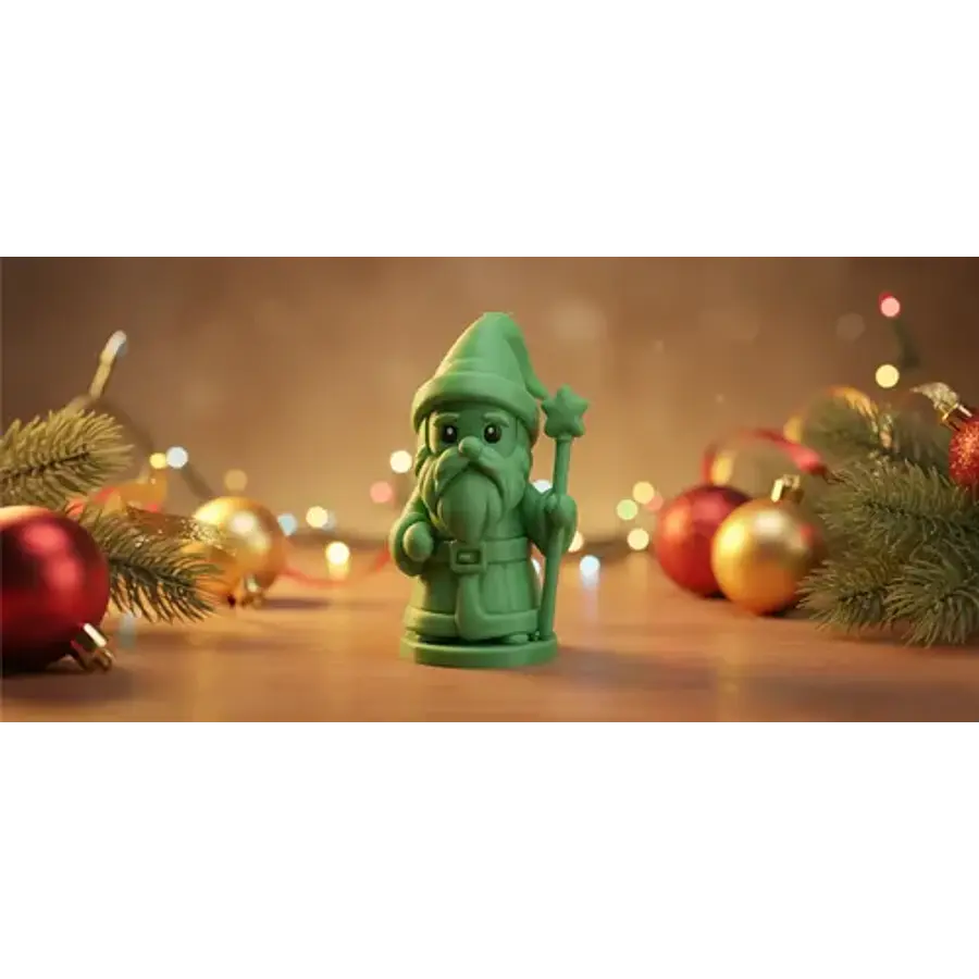 Gnomo Mago Con Bastón Estelar Para Navidad - Adorno