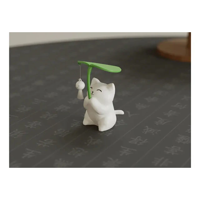 Figura Decorativa Gatito Sosteniendo Una Hoja