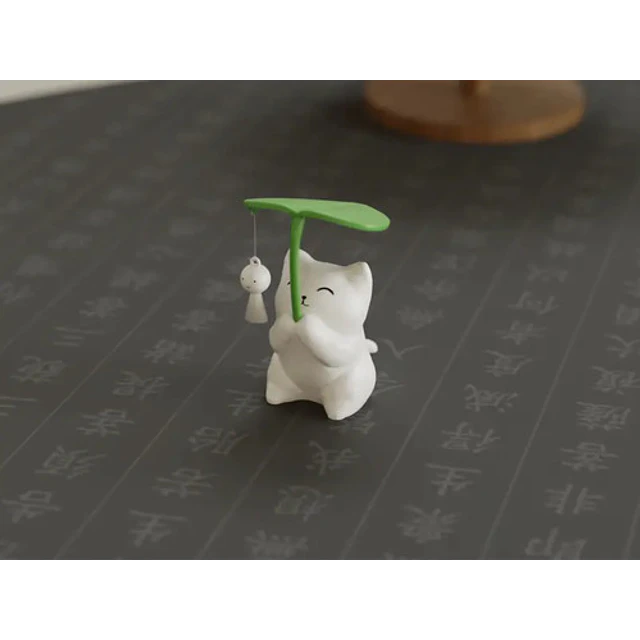 Figura Decorativa Gatito Sosteniendo Una Hoja