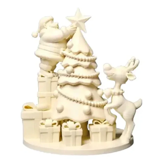 Figura Navideña - Diorama Papá Noel, Reno Y Árbol