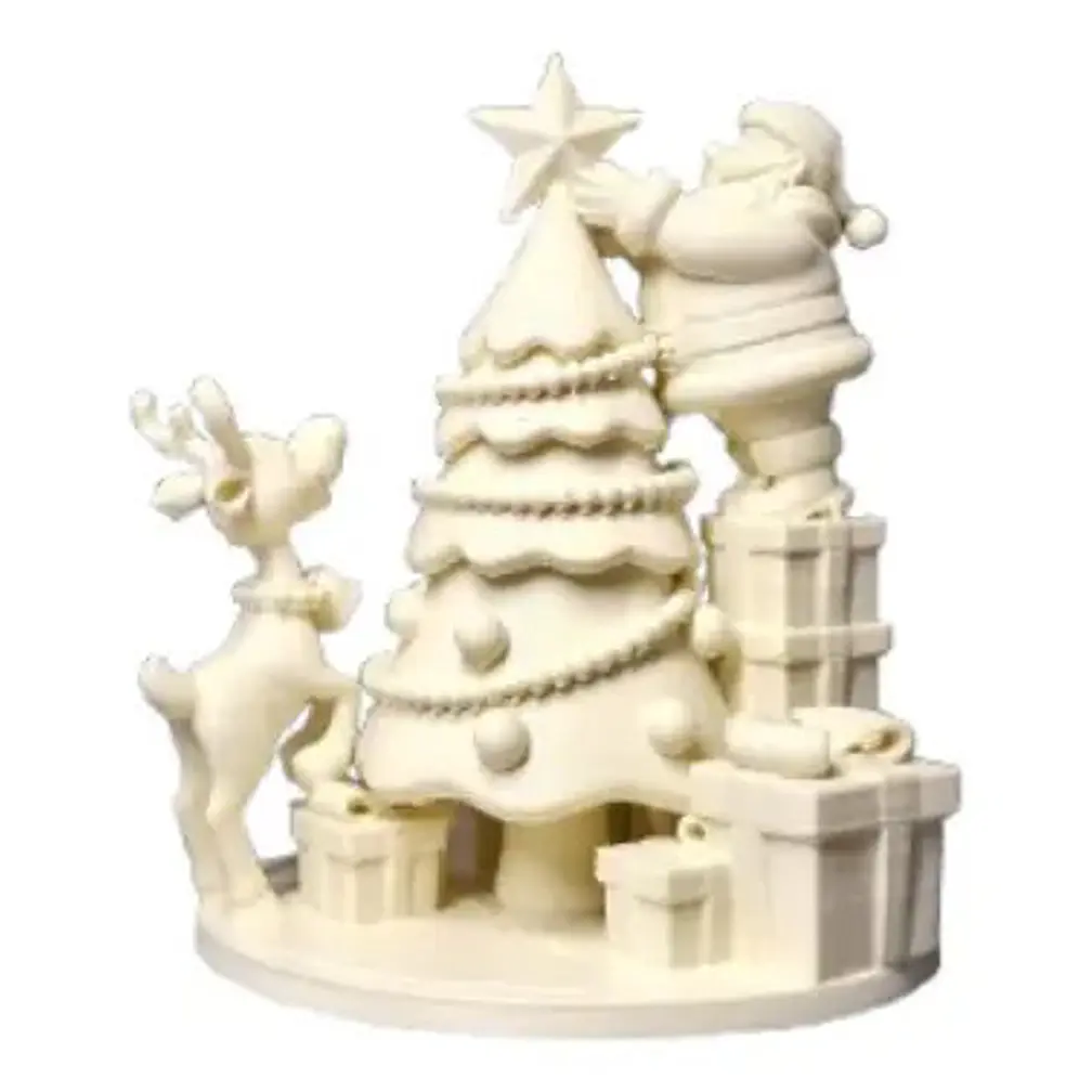 Figura Navideña - Diorama Papá Noel, Reno Y Árbol 3