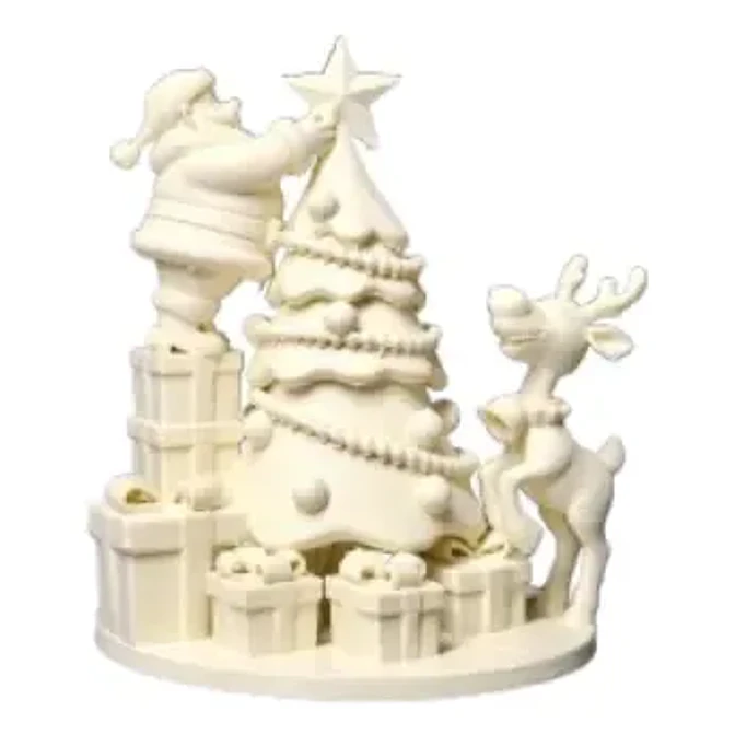 Figura Navideña - Diorama Papá Noel, Reno Y Árbol 4