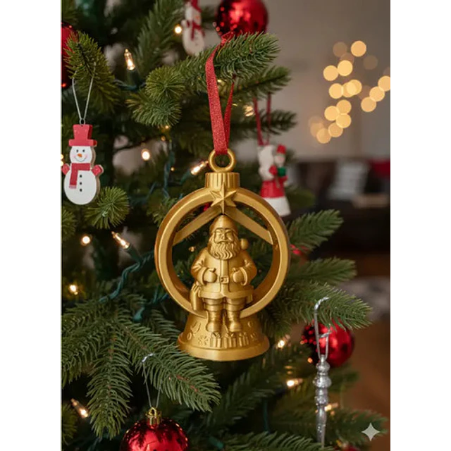 Adorno Para El Árbol De Navidad- Papá Noel Dorado